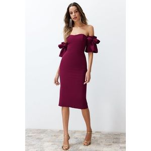 Trendyol Elegant Evening Dress with Purple Rose Accessories obraz