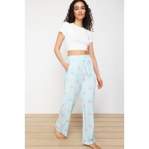 Trendyol Blue-Multicolor Polka Dot Tie Detailed Viscose Woven Pajama Bottoms obraz