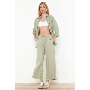Trendyol Mint 100% Tencel™ High Waist Culotte Jeans with Elastic Waist obraz