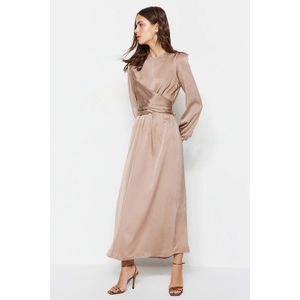 Trendyol Stone Cross Tie Detailed Satin Evening Dress obraz