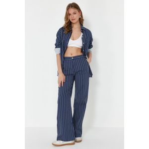 Trendyol Blue Striped High Waist Wide Leg Jeans obraz