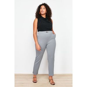 Trendyol Curve Gray Cigarette Accessory Detailed Knitted Trousers obraz