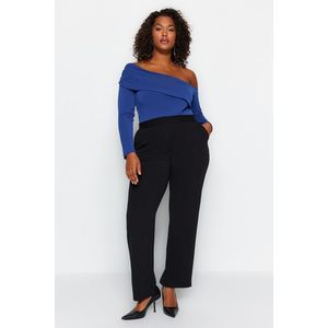 Trendyol Curve Black High Waist Crepe Knitted Trousers obraz