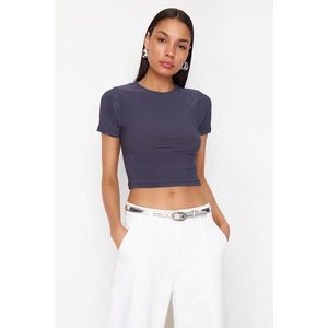 Trendyol Anthracite Fitted Crop Stretchy Knitted Blouse obraz