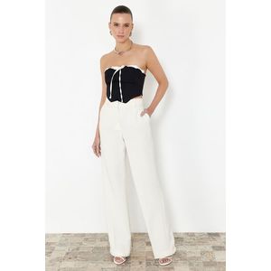 Trendyol Black Tie Detailed Strapless Crop Woven Blouse obraz