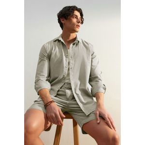 Trendyol Beige Regular Fit Linen Look 100% Cotton Shirt obraz