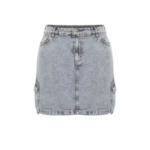 Trendyol Curve Gray Cargo Pocket Mini Denim Skirt obraz