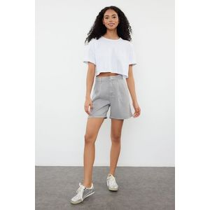 Trendyol Gray 100% Tencel™ Pleated Denim Shorts & Bermuda obraz