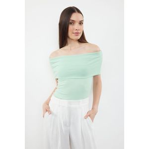 Trendyol Mint Carmen Collar Fitted Knitted Madonna Collar Blouse obraz