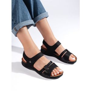 Shelvt Comfortable black sandals for women obraz