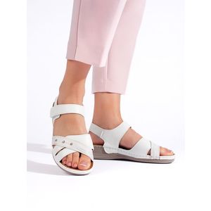 Shelvt Lightweight white women's platform sandals obraz