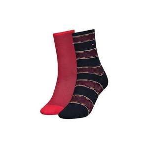 Tommy Hilfiger Socks - TH WOMEN SOCK 2P LEOPARD STRIPE red, black obraz