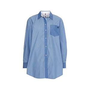 Tommy Hilfiger Shirt - ORG CO STRIPE OVERSIZED SHIRT LS blue obraz