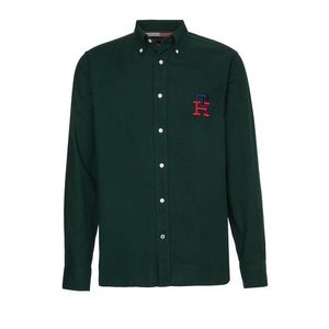 Tommy Hilfiger Shirt - CASHMERE TOUCH MONOGRAM RF SHIRT green obraz