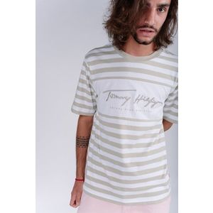 Tommy Hilfiger T-shirt - SIGNATURE STRIPE RELAXED FIT TEE beige obraz