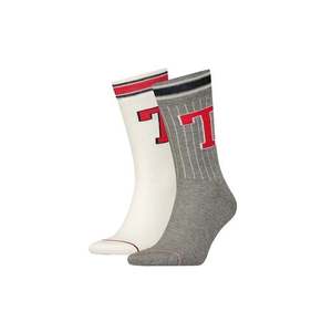 Tommy Hilfiger Socks - TH MEN TH PATCH SOCK 2P white and grey obraz