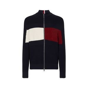 Tommy Hilfiger Sweater - CHEST COLORBLOCK STRIPED ZIP THR blue obraz