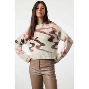 Trendyol Beige Soft Textured Patterned Knitwear Sweater obraz