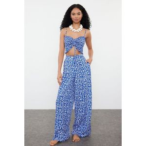 Trendyol Ethnic Patterned Woven Ruffle Blouse Trousers Suit obraz
