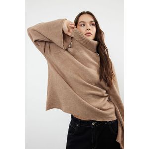 Trendyol Mink Soft Textured Turtleneck Knitwear Sweater obraz