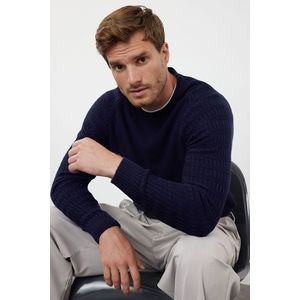 Trendyol Navy Blue Slim Crew Neck Textured Knitwear Sweater obraz