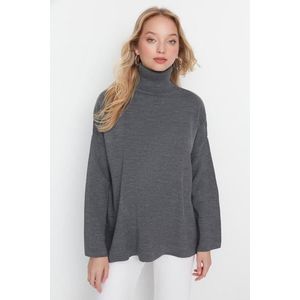 Trendyol Gray Wide Fit/Oversize Basic Knitwear Sweater obraz