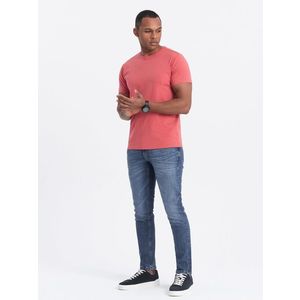 Ombre BASIC men's classic cotton T-shirt - coral obraz