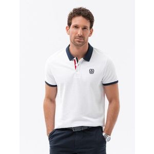 Ombre Men's polo shirt with colorful accents - white obraz