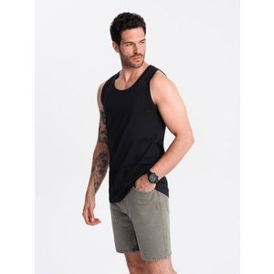 Ombre Men's BASIC cotton tank top - black obraz