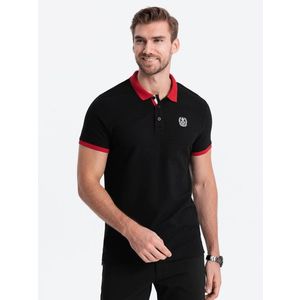 Ombre Men's polo shirt with colored accents - black obraz