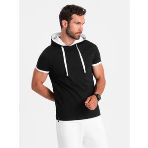 Ombre Casual men's cotton hooded t-shirt - black obraz