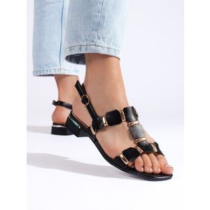 Shelvt Black stylish women's sandals obraz