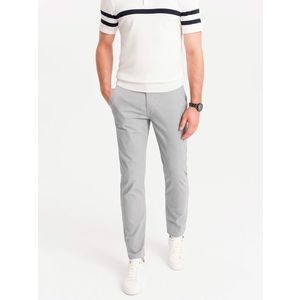 Ombre Men's chino pants with decorative waistband - gray obraz