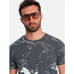 Ombre Men's cotton t-shirt with esy-flores - graphite obraz