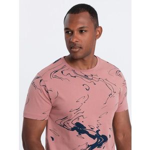 Ombre Men's cotton T-shirt with esy-flores - pink obraz