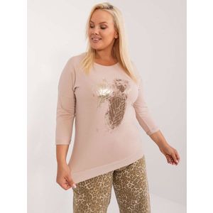 Béžová dámská halenka plus size s potiskem obraz