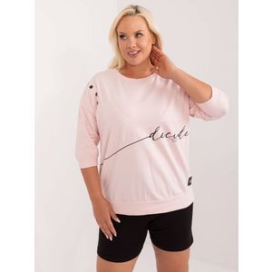 Světle růžová oversized halenka plus size s nápisem obraz