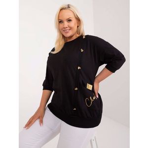 Černá ležérní halenka plus size s nápisem obraz