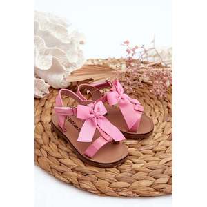 Lakované dětské sandály s mašličkou na suchý zip, růžové Joratia obraz