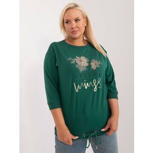 Tmavě zelená blůza plus size s nápisem obraz