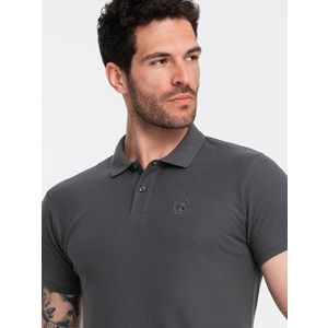 Ombre BASIC men's single color pique knit polo shirt - graphite obraz