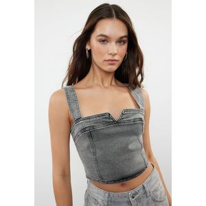 Trendyol Gray Denim Bustier obraz