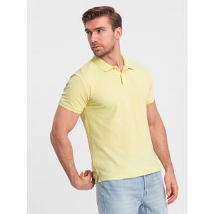 Ombre BASIC men's single color pique knit polo shirt - yellow obraz
