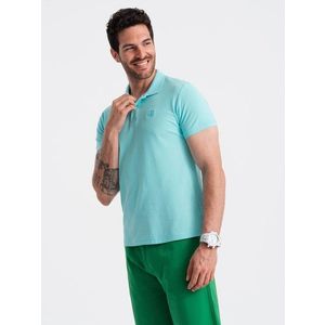 Ombre Men's BASIC single color pique knit polo shirt - mint obraz