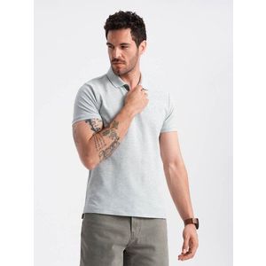 Ombre Men's BASIC single color pique knit polo shirt - grey obraz