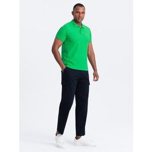 Ombre Men's BASIC single color pique knit polo shirt - neon green obraz