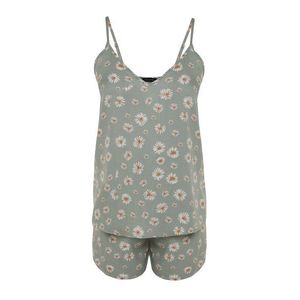 Trendyol Curve Mint Daisy Patterned Woven Pajama Set obraz