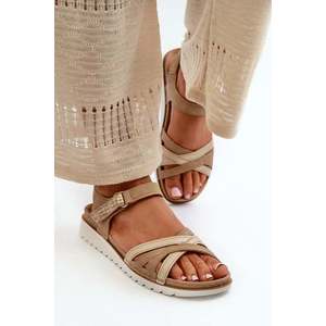 Pohodlné a lehké dámské sandály na suchý zip Inblu béžová a zlatá obraz