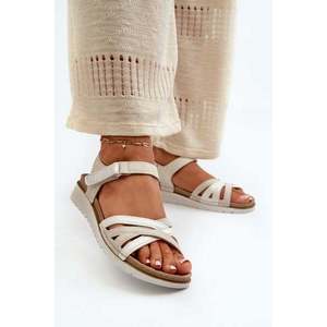 Pohodlné a lehké dámské sandály se suchým zipem Inblu béžová a stříbrná obraz
