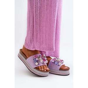 Dámské pantofle na platformě s ozdobami S.Barski Purple obraz